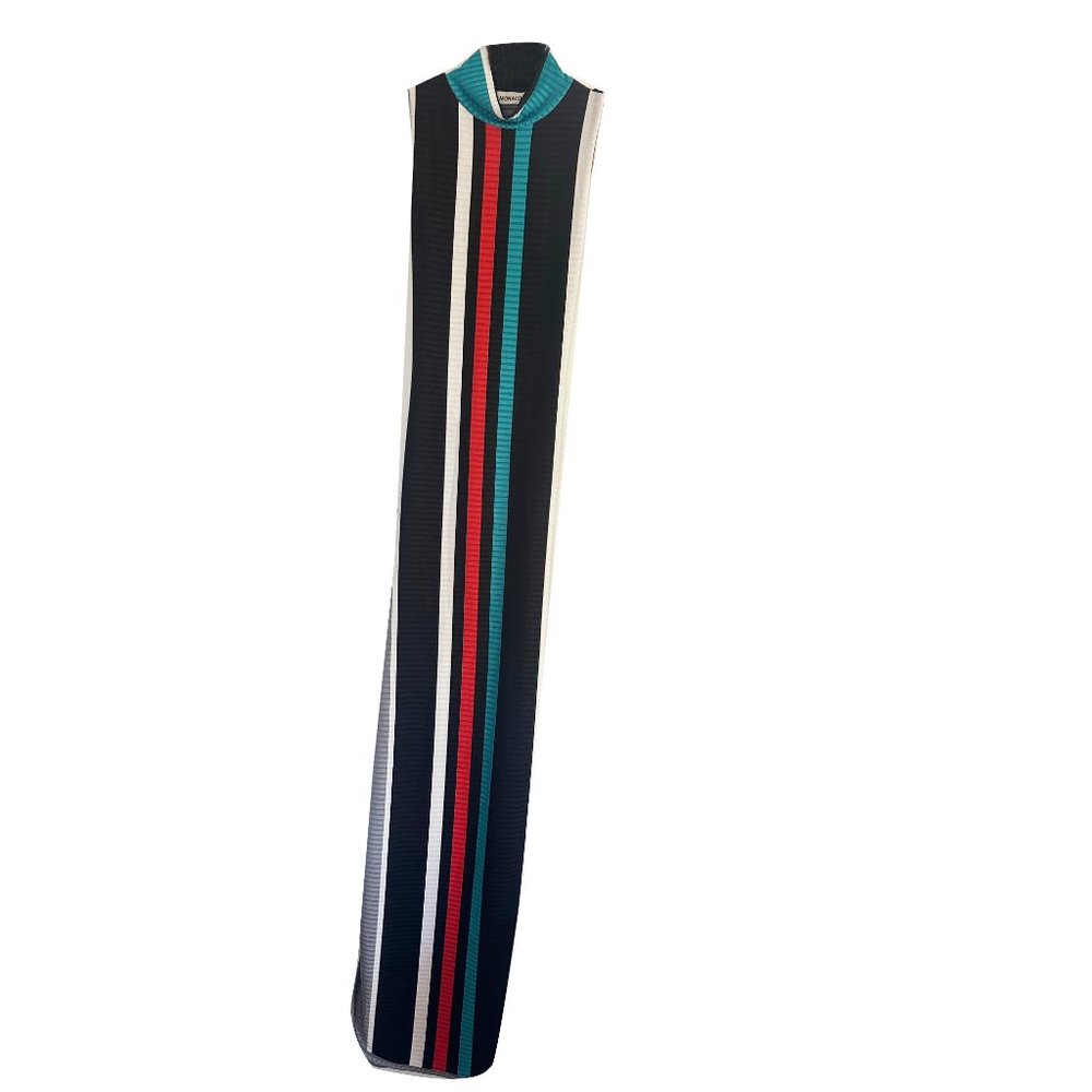Striped long dress, Sleeveless vertical stripes Neck dress, women's dress - Picture 4 of 5